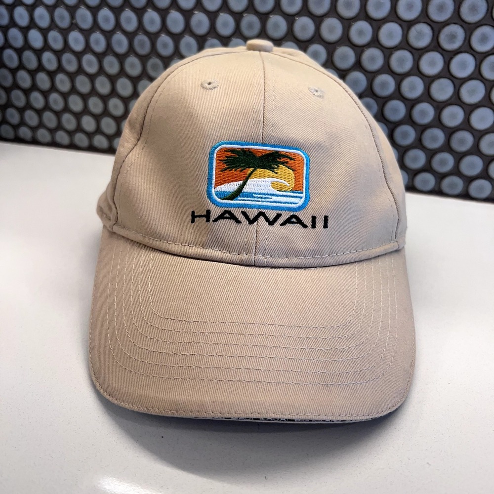 Hawaii Hat Cap Strap Back Beige Adult Unstructured Casual Dad Cap